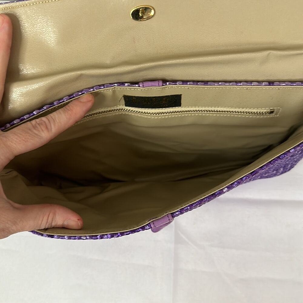Vintage Hilf Originals Purple Woven Shoulder Bag 1990s MCM Retro Weave Clutch - Picture 6 of 11